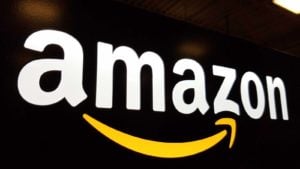 amazon (AMZN) sign with dark background