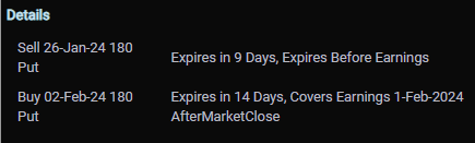 The system identified the following pre-earnings calendar spread that looks compelling for its limited risk, attractive risk/reward and potential trading edge.