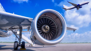 a close-up shot of an airplane engine