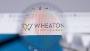 Wheaton Precious Metals logo close-up on website page. WPM stock.