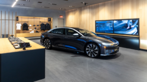 Lucid Air car of Lucid Automotive (LCID) Manufacturer at the event, EV Lucid Car Showroom.