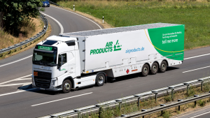 Air Products truck on motorway. APD stock.