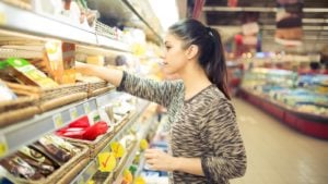 a woman buying groceries