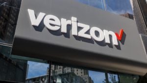 Verizon store sign. VZ stock.