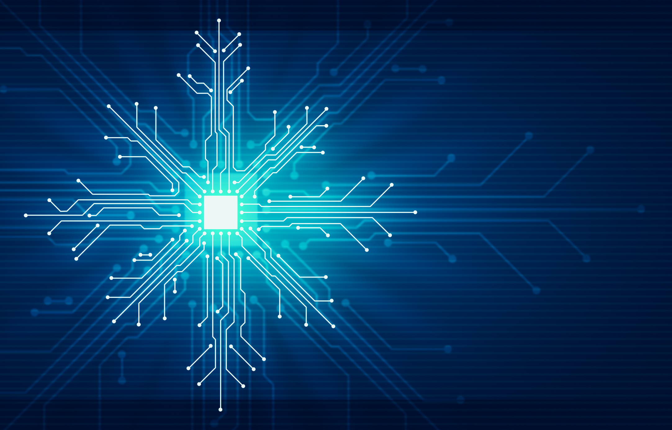 An electrical circuit shaped like a snowflake.