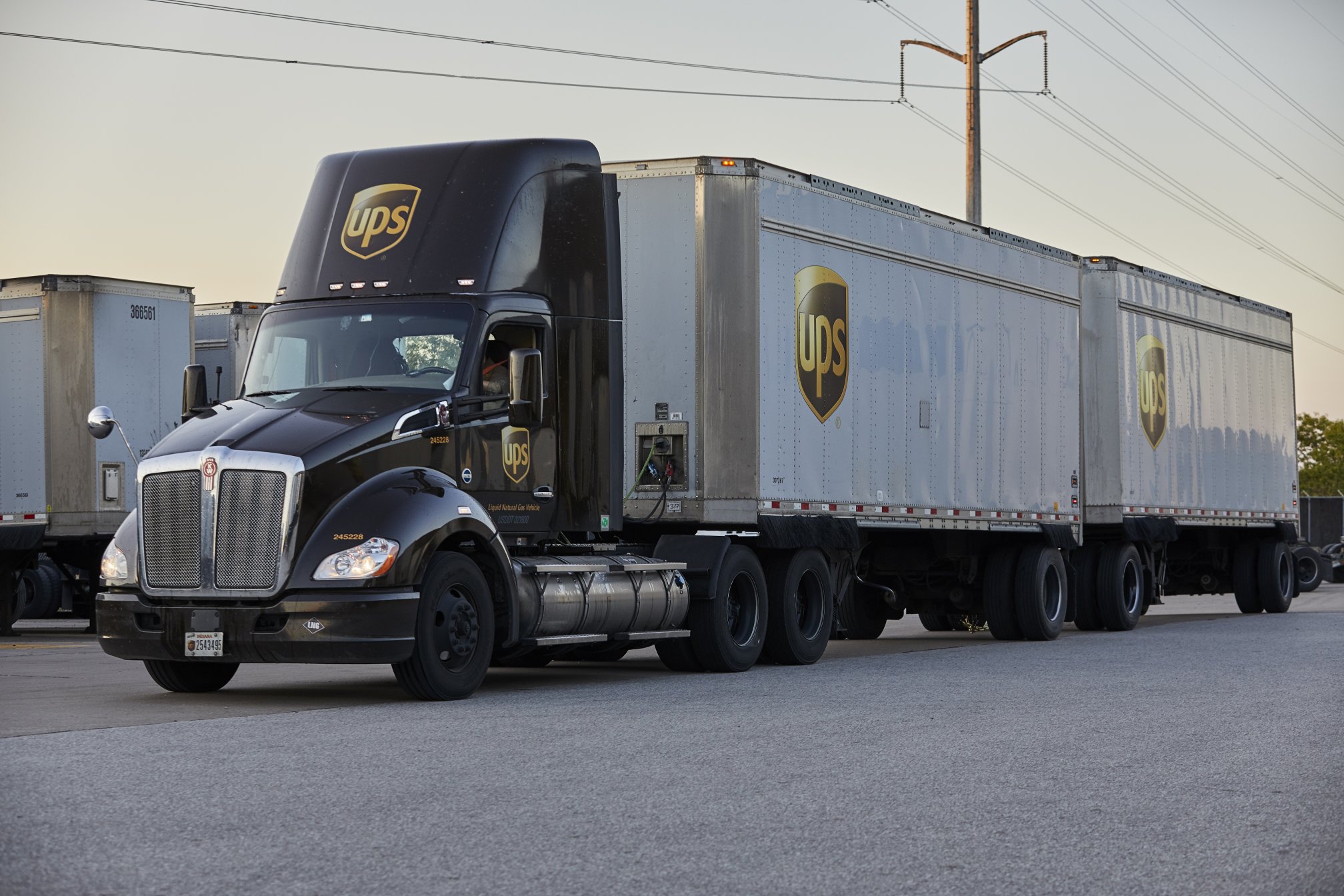 A UPS freight truck.