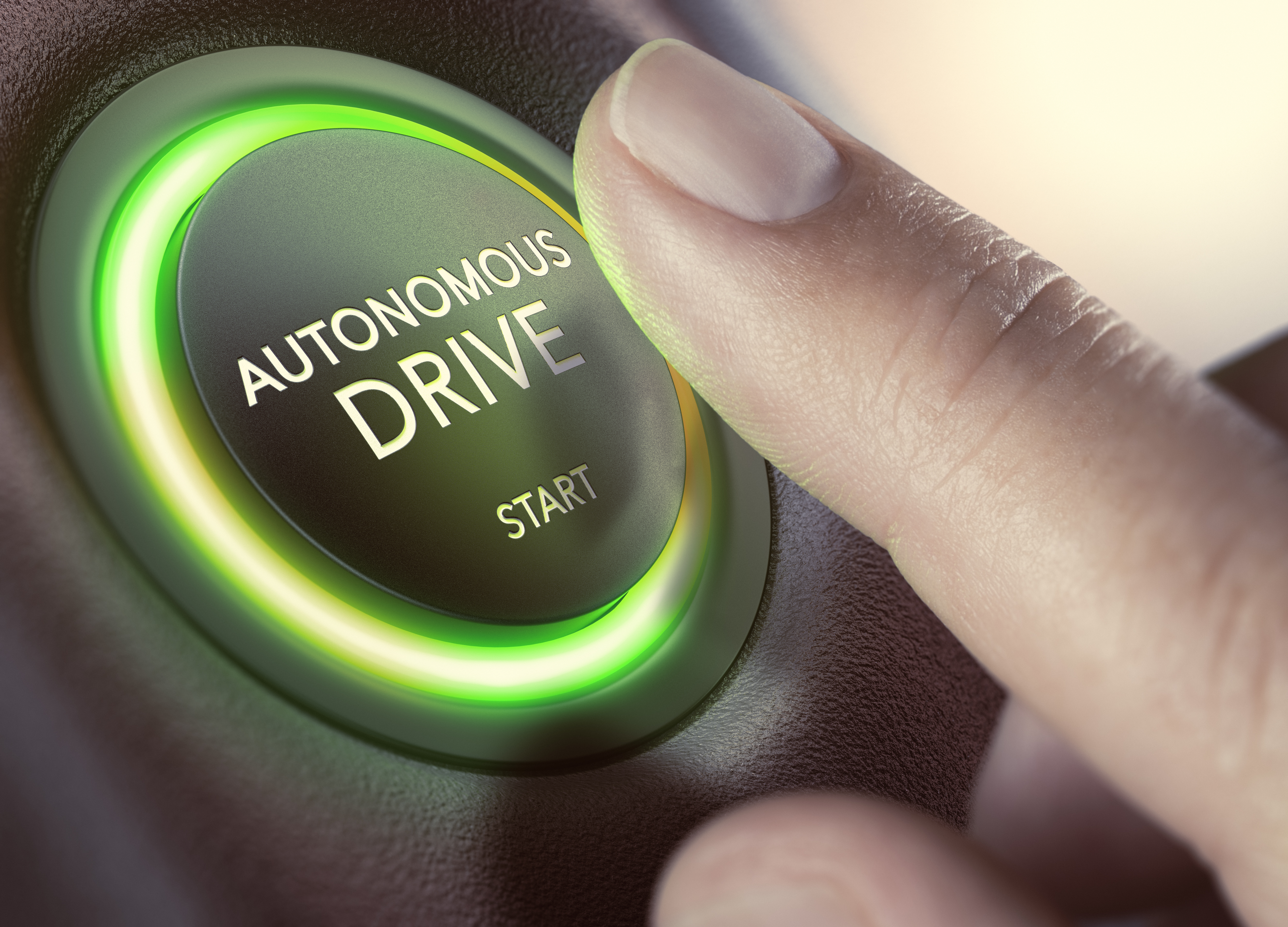 An autonomous driving button in a car