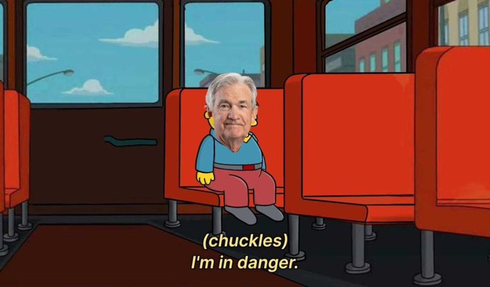 Meme comparing Jerome Powell to Ralph Wiggum from The Simpsons