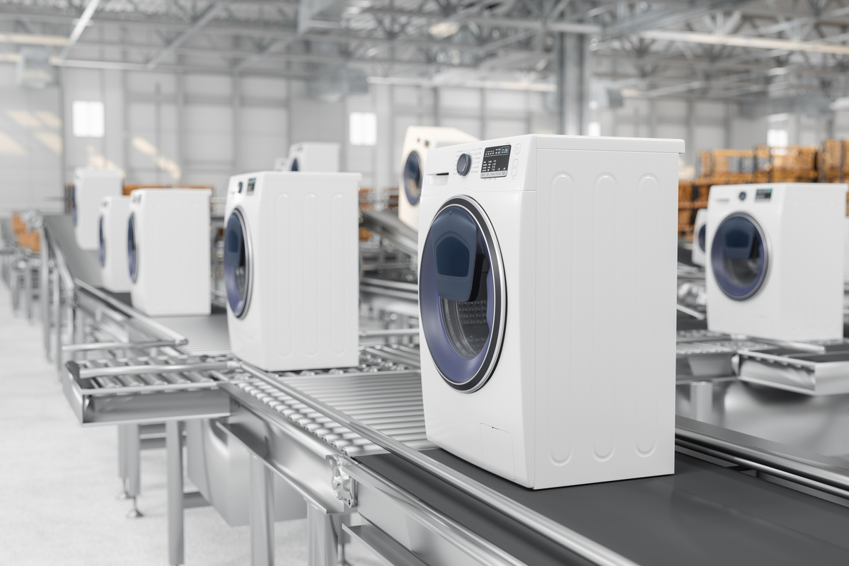 Washing machines in production. 