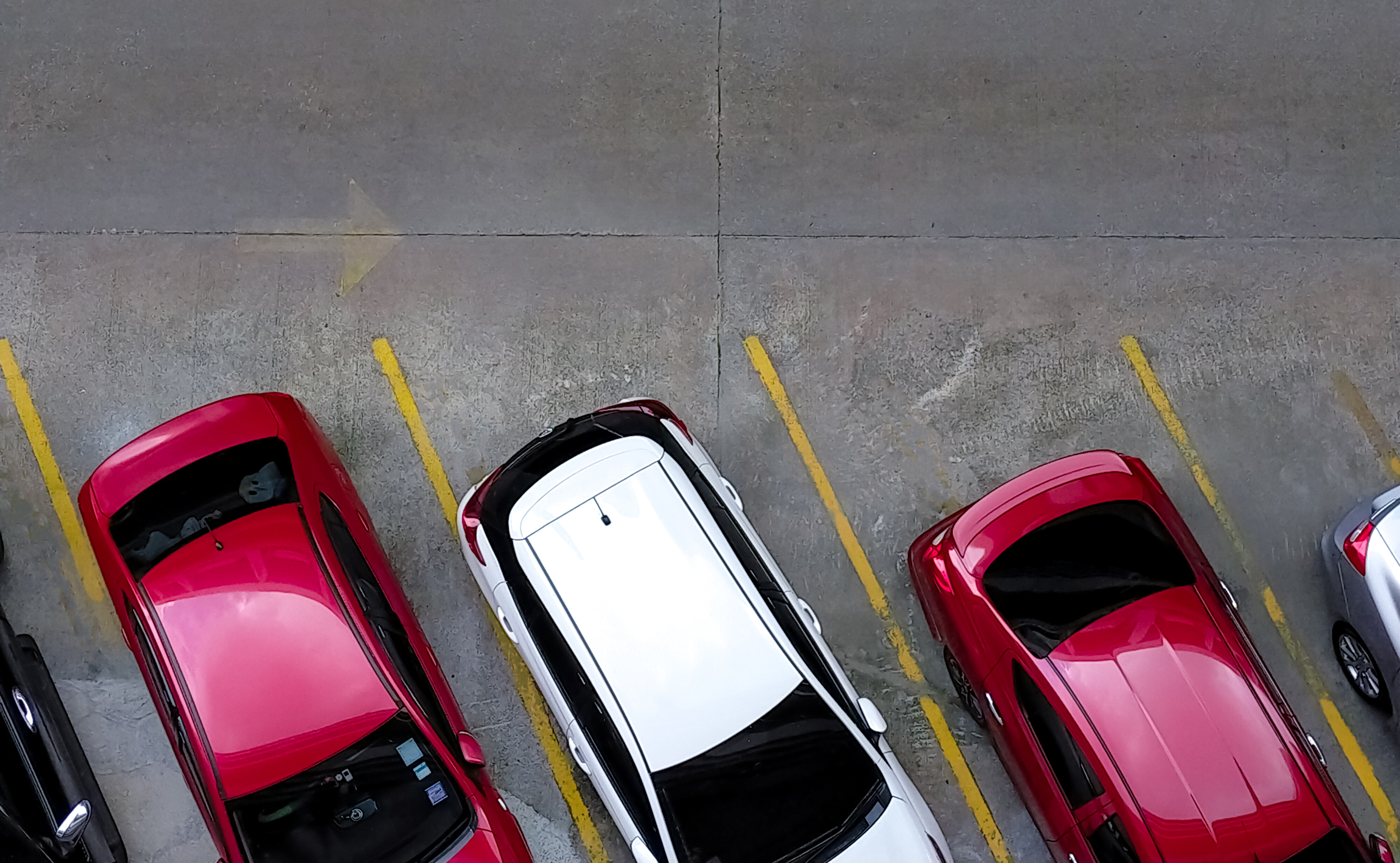 Parked cars from above. 