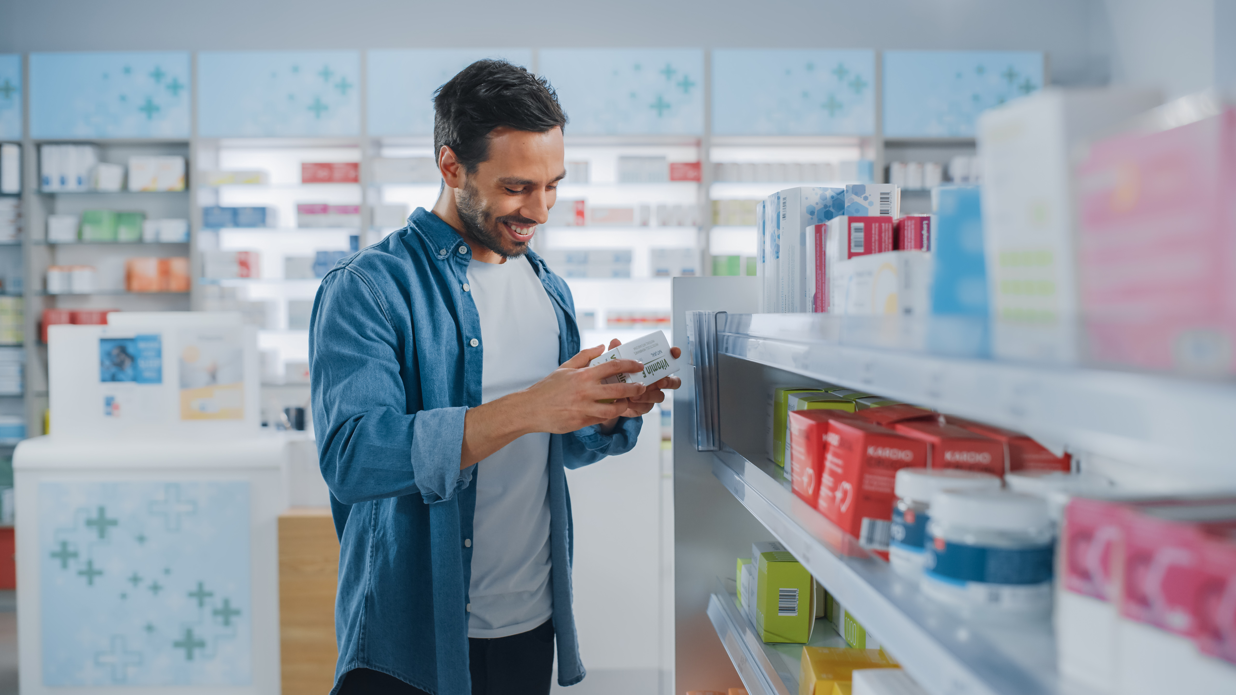 A person at a pharmacy. 