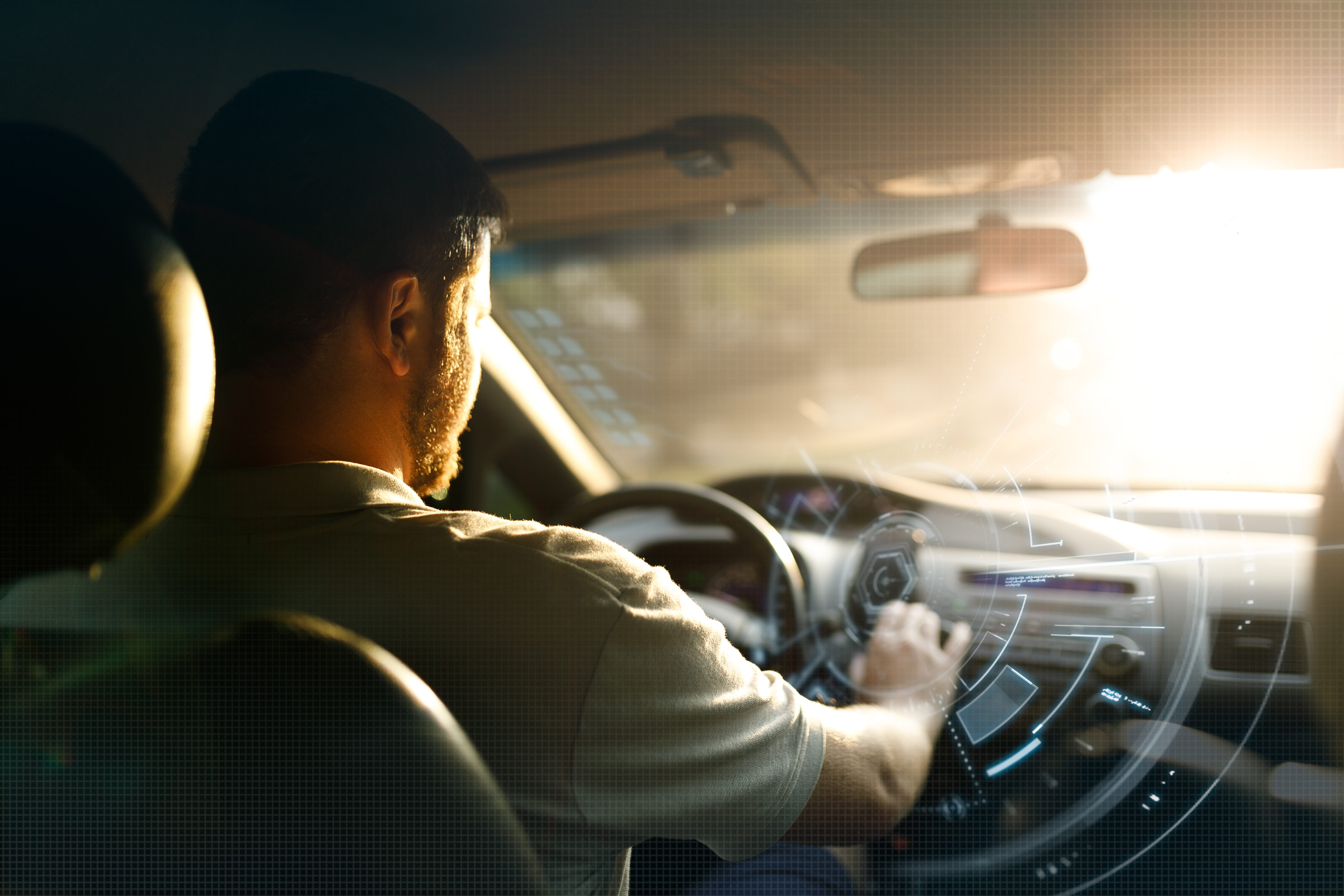 A person in a self-driving car.